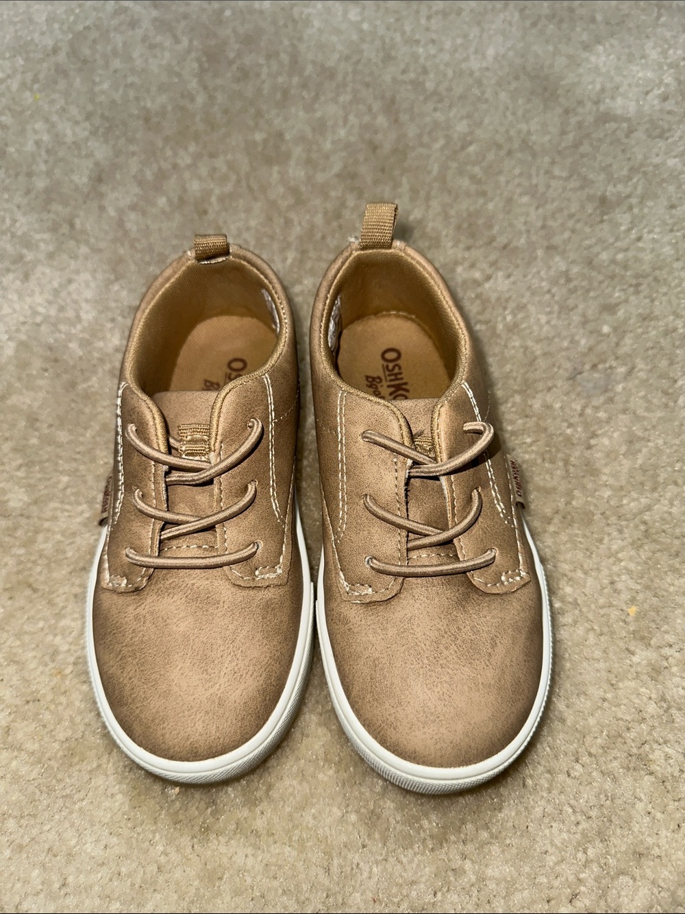 OshKosh B'gosh Little Kids Tan Faux-Leather Lace Sneakers